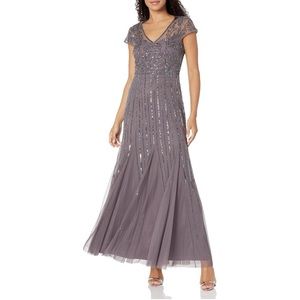 Papell Studio beaded long dress in moonscape